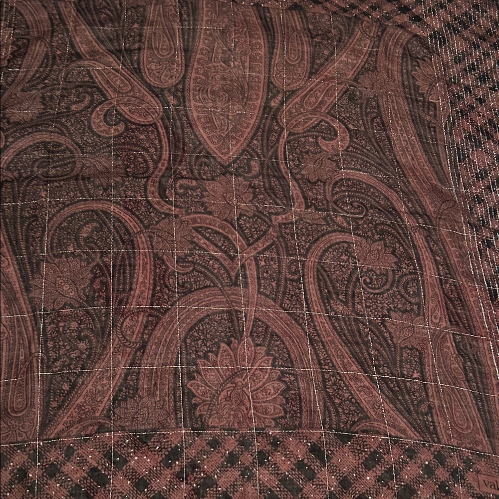 Valentino Brown and Black Paisley Scarf - Picture 9 of 10